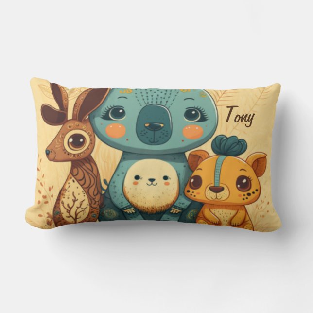 Cute boho blommigt kanin lumbarkudde (Framsida)