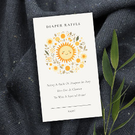 Cute Boho Blommigt Sol Diaper Raffle Baby Shower Tilläggskort