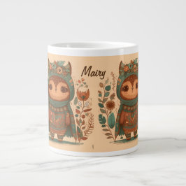 Cute boho blommigt uggla anpassningsbar jumbo mugg