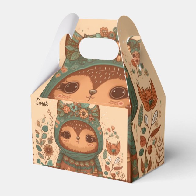 Cute boho blommigt uggla anpassningsbar presentaskar (Framsidan Sidan)