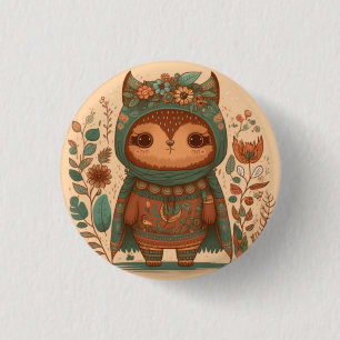 Cute boho blommigt uggla knapp