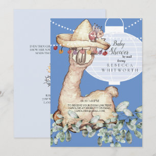 Cute Boho Blue Lampion Baby Shower by Mail Inbjudningar