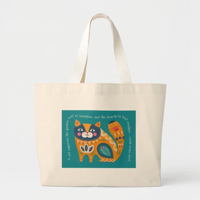 Cute Boho Cat med citat Jumbo Tygkasse (Framsidan)