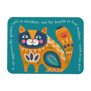 Cute Boho Cat med citat Magnet