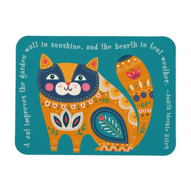 Cute Boho Cat med citat Magnet (Horisontell)