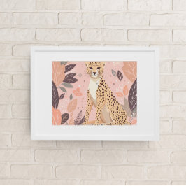 Cute Boho Cheetah Animal Safari Baby Room Wall Art Poster