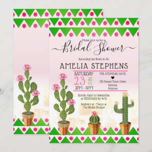 Cute Boho Chic Cactus Tribal Möhippa Inbjudningar