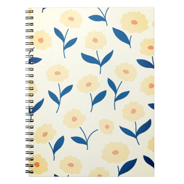 Cute Boho Chic Gula blommor Mönster Anteckningsbok (Framsidan)