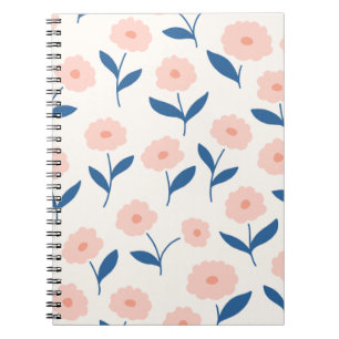 Cute Boho Chic Rosa Flowers Mönster Anteckningsbok