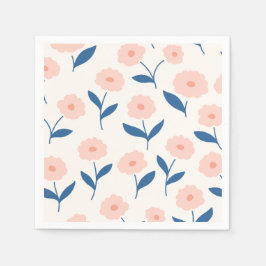 Cute Boho Chic Rosa Flowers Mönster Pappersservett