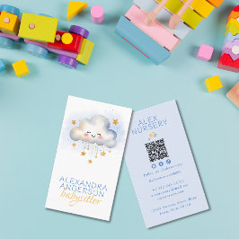 Cute Boho Cloud Watercolor Babyvvakt Visitkort