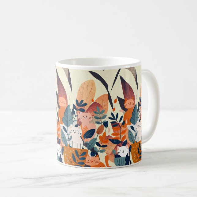 "Cute Boho Contemporary Cats - Snyggt Animal Kaffemugg (Framsida höger)