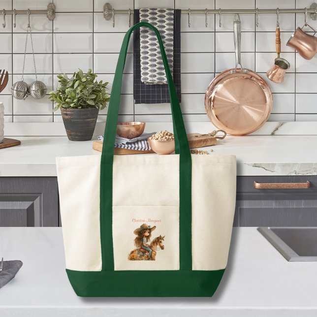 Cute Boho Cowgirl Personalize Horse Tygkasse (Skapare uppladdad)