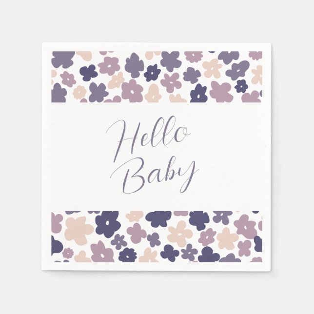 Cute Boho Daisy Baby Shower Pappersservett (Framsidan)
