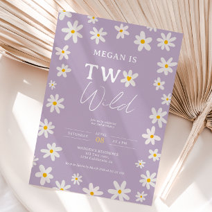 Cute boho daisy regnbåge två vilder Andra födelsed Inbjudningar