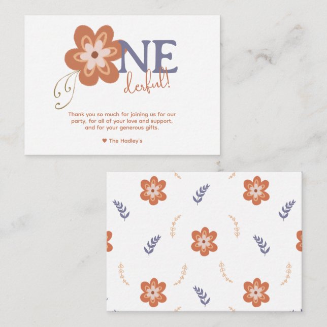 Cute Boho Daisy Tackkort Card Anteckningskort (Fram/baksida)