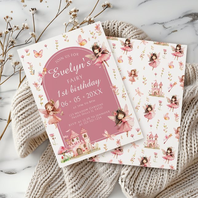 Cute Boho  Fairy First Birthday Girl Inbjudningar (Skapare uppladdad)