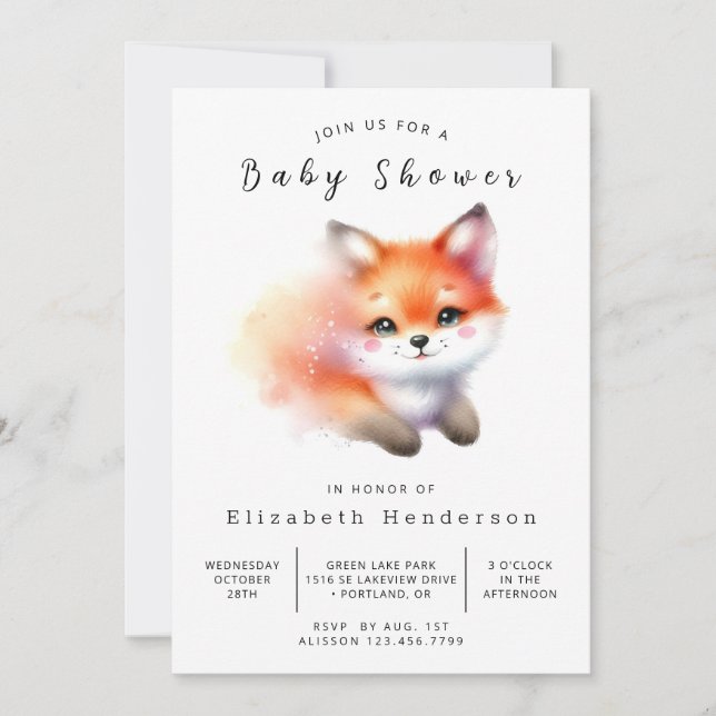 Cute Boho Forest Fox Baby Shower Inbjudningar (Framsida)