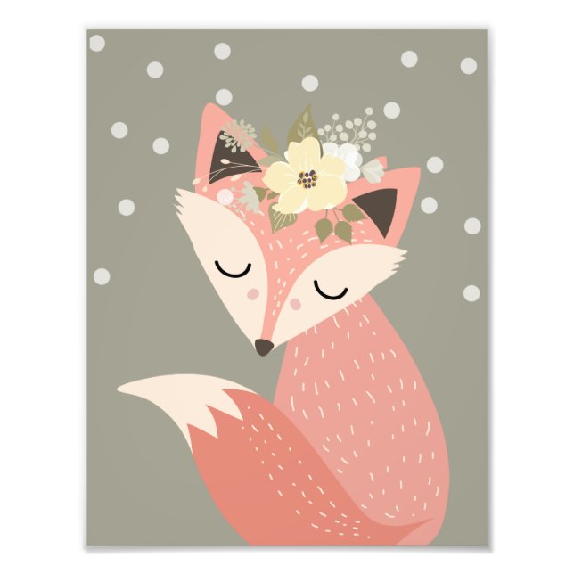 Cute Boho Fox Nursery Decor Artwork Poster (Framsidan)