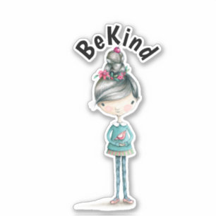 Cute BOHO Girl "Be Kind" Klistermärken