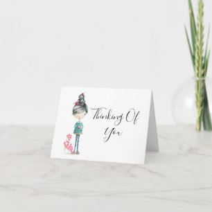 Cute Boho Girl med Bird Kort