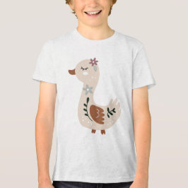Cute Boho Goose Illustration in Neutral Pastel  T Shirt
