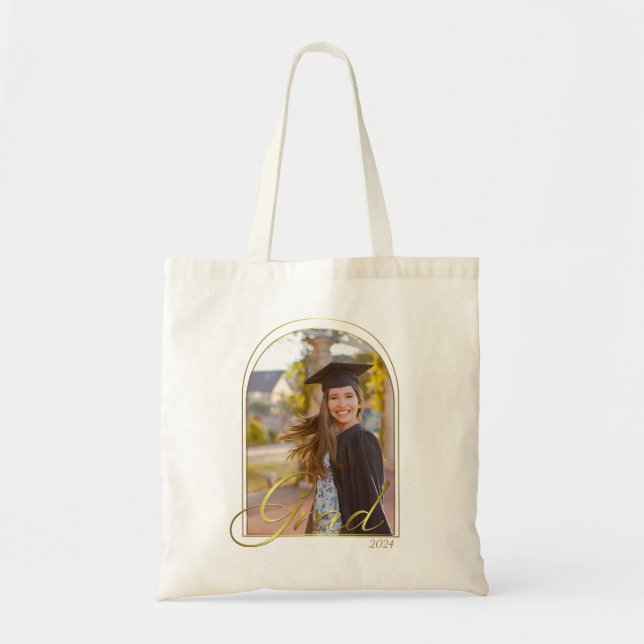 Cute BOHO Grad med Golden Arch Photo and Year Tygkasse (Framsidan)