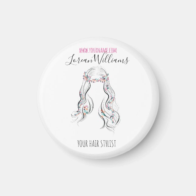 Cute Boho Hairstyle Bröllop Hair Stylist Blommigt Magnet (Framsidan)