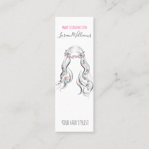 Cute Boho Hairstyle Bröllop Hair Stylist Blommigt Mini Visitkort