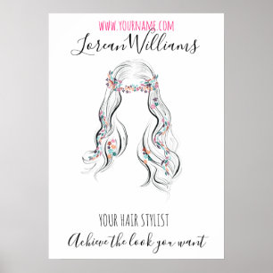 Cute Boho Hairstyle Bröllop Hair Stylist Blommigt Poster