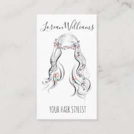 Cute Boho Hairstyle Bröllop Hair Stylist Blommigt  Visitkort