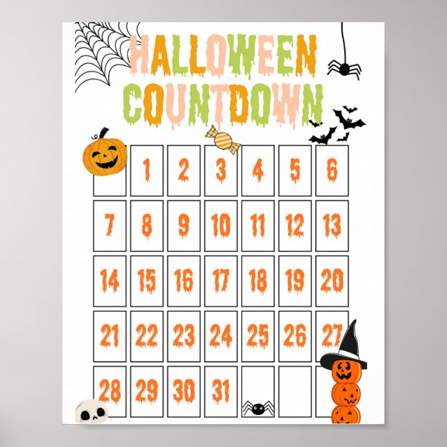 Cute Boho Halloween Countdown Poster (Framsidan)