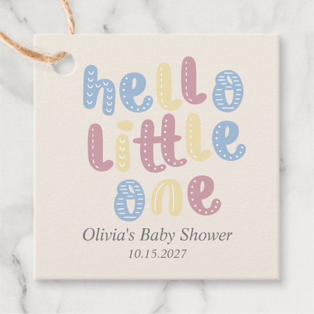 Cute Boho Hej Little One Baby Shower Gåvor Etiketter (Framsida)