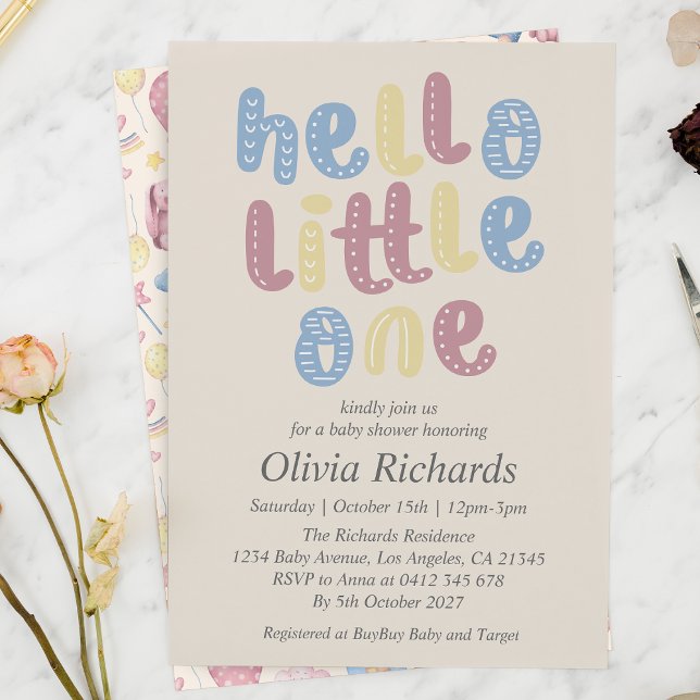 Cute Boho Hej Little One Baby Shower Inbjudningar (Skapare uppladdad)