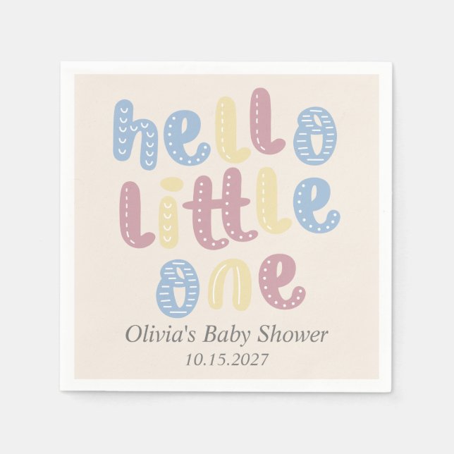 Cute Boho Hej Little One Baby Shower Pappersservett (Framsidan)