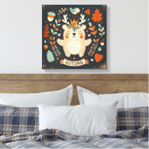 Cute Boho Höstbjörn Utandningsvägg Decal