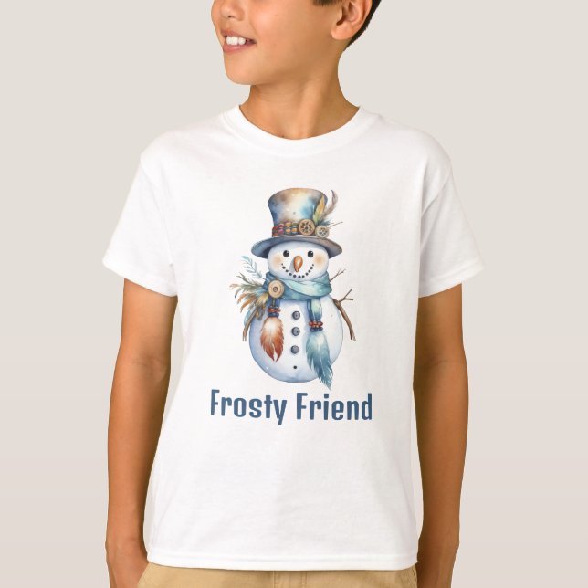Cute Boho jul Snögubbe Helgdag Boy's T Shirt (Framsida)