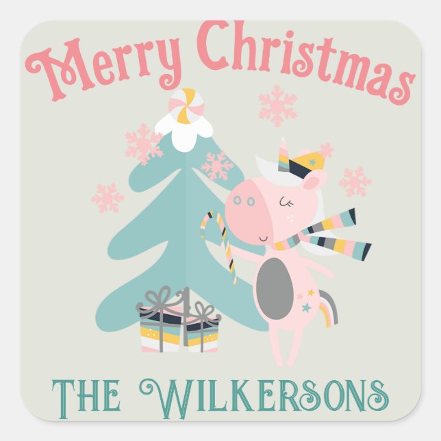 Cute Boho-jullenion Sage Fyrkantigt Klistermärke (Framsida)