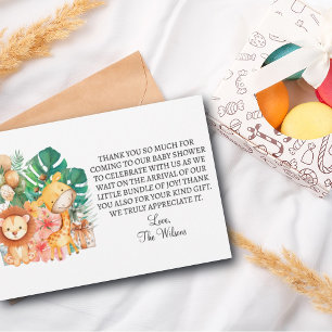 Cute Boho Jungle Animals Baby Shower-Tack Card Tack Kort