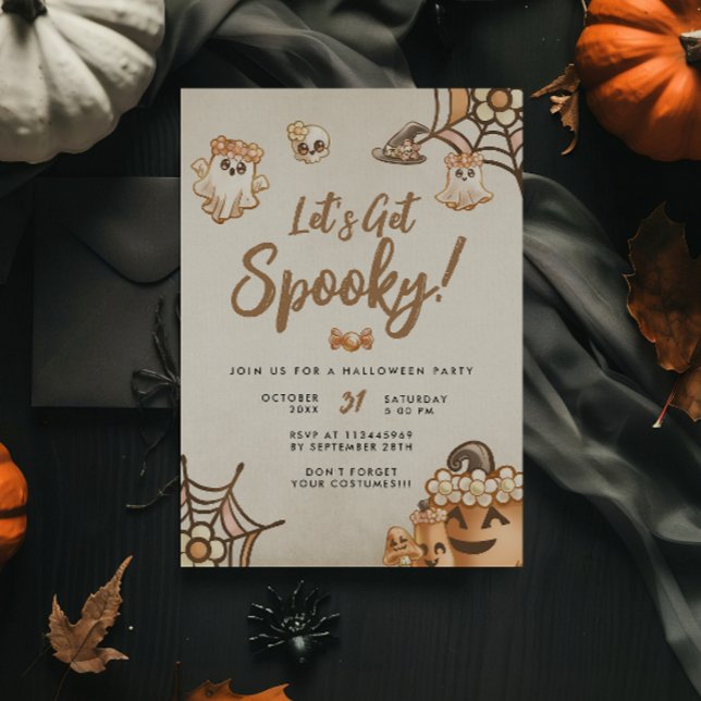 Cute Boho Låt oss Halloween fest Inbjudningar (Skapare uppladdad)