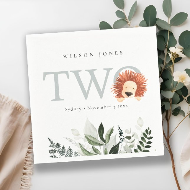 Cute Boho Lejon Foliage Andra Födelsedagsfesten Pappersservett (Skapare uppladdad)