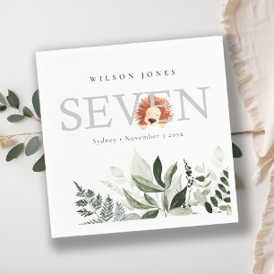 Cute Boho Lejon Foliage Sjunde 7:e-Födelsedagsfest Pappersservett