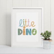 Cute Boho Little Dinosaur Text Nursery Wall Art