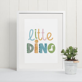 Cute Boho Little Dinosaur Text Nursery Wall Art Poster