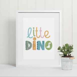 Cute Boho Little Dinosaur Text Nursery Wall Art Poster