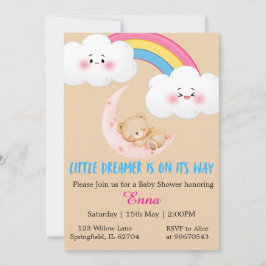 Cute Boho Little Dreamer Baby Shower Invitation  Kort