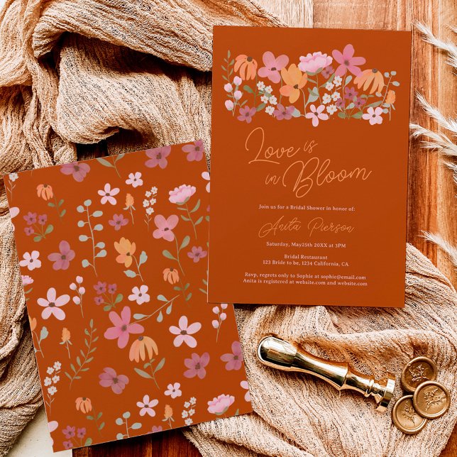 Cute boho meadow Little wildblomma möhippa Inbjudningar (Skapare uppladdad)