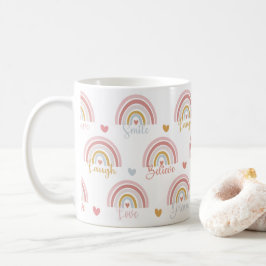 Cute boho multifärgad rosa rainbow mugg