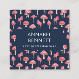 Cute Boho Mushroom Mönster Fyrkantigt Visitkort