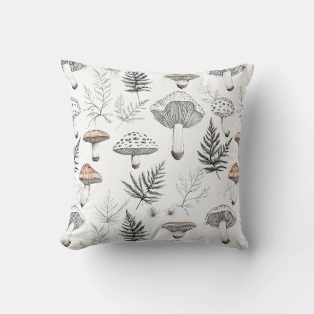 Cute Boho MushRums Löv Botaniska Dekorativ kudde (Framsida)